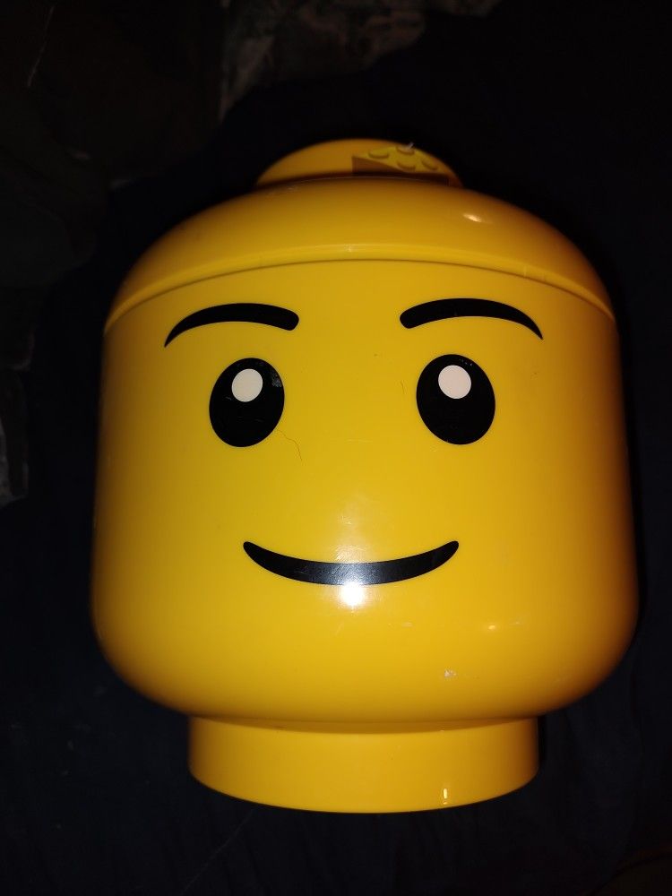 Lego minifigure head shaped storage container Lego brand