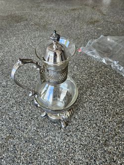 Silver-Plated Glass Carafe with Lid