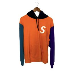 Orange Supreme S Logo Colorblocked Hooded Sweatshirt