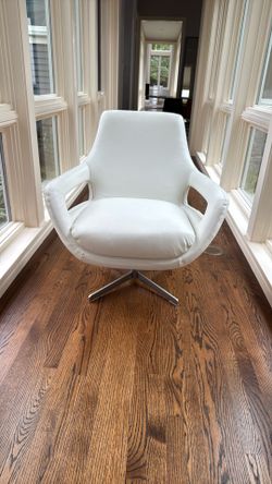White Leather Swivel Chair