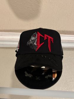 Black Snapback Cap with Red Embroidered Logo