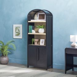 Chantelle Modern Arched Bookshelf with Cabinet