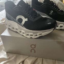 ON Women’s Cloudmonster 2. Black & White Sneakers.