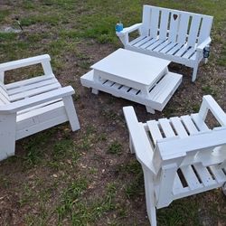 Patio Back Yard Furniture Set Solid Wood Heart Model, Coffee Table Lift.