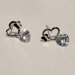 925 Heart With Butterfly Earrings 