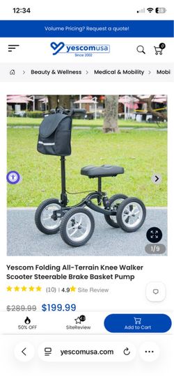 All-Terrain Knee Walker Scooter Steerable Brake Basket
