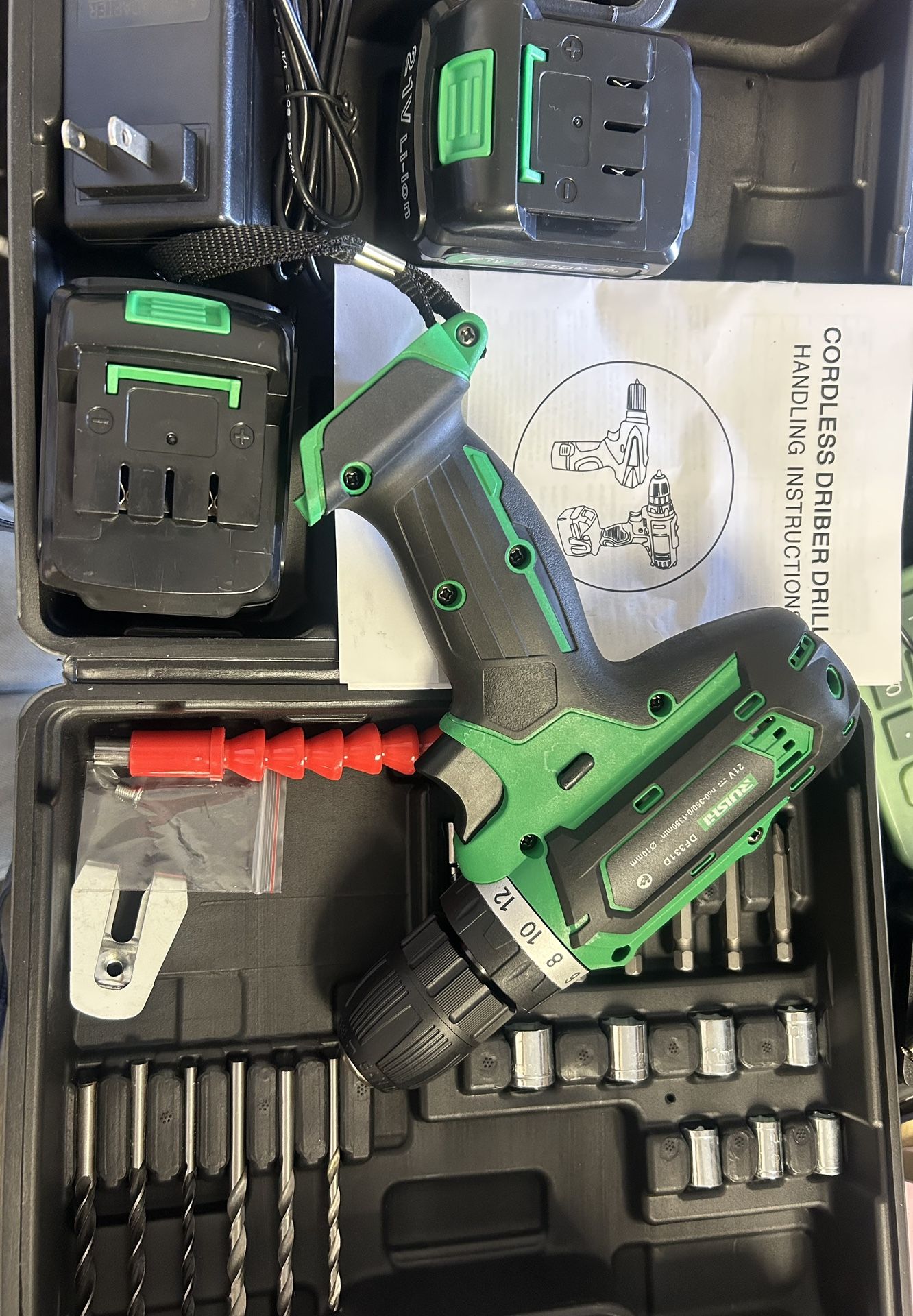 20V Cordless Drill, Electric Power Drill Set with Battery Charger, 3/8” Keyless Chuck, 2 Variable Speed, 18+3 Torque, 72pcs Driver Bits and Belt Hook,