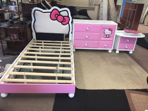 Hello Kitty Bed Room Set Bed With Dresser And Night Stand And