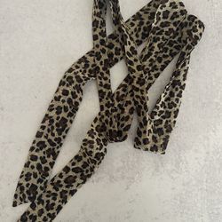 Leopard Print Tie Scarf Accessory Hair Tie Pinup Retro Thin Necktie Waist Belt