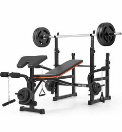 Bench with Squat Rack, Adjustable Workout Bench