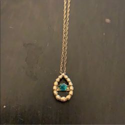 10k Emerald Spinning Pendant Necklace W/chain 