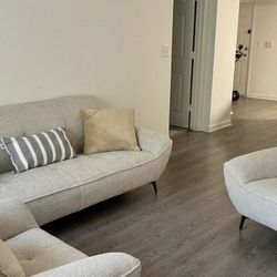 Mid Century Modern Couch Set - Neutral Beige - Like New