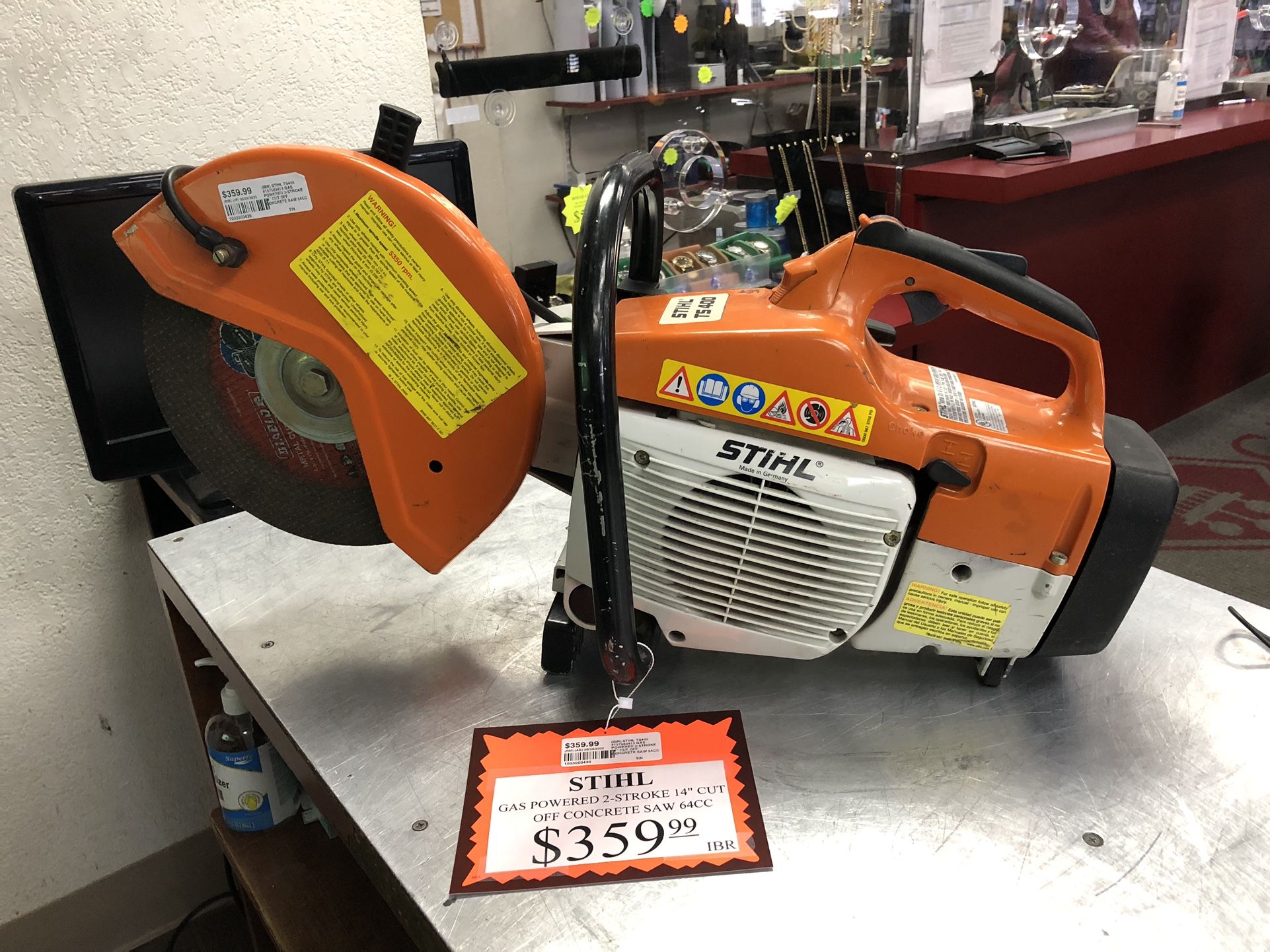 10030 Used Stihl Gas Powered 2-Stroke 14” Cut Off Concrete Saw 64CC 00439
