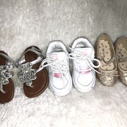 Nike Sneakers 6/ Sandals 6/carters Dress Gold Shoes 6 /3pairs For 20