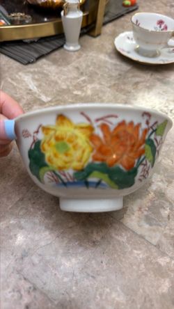 Hand-Painted Floral Porcelain Bowl