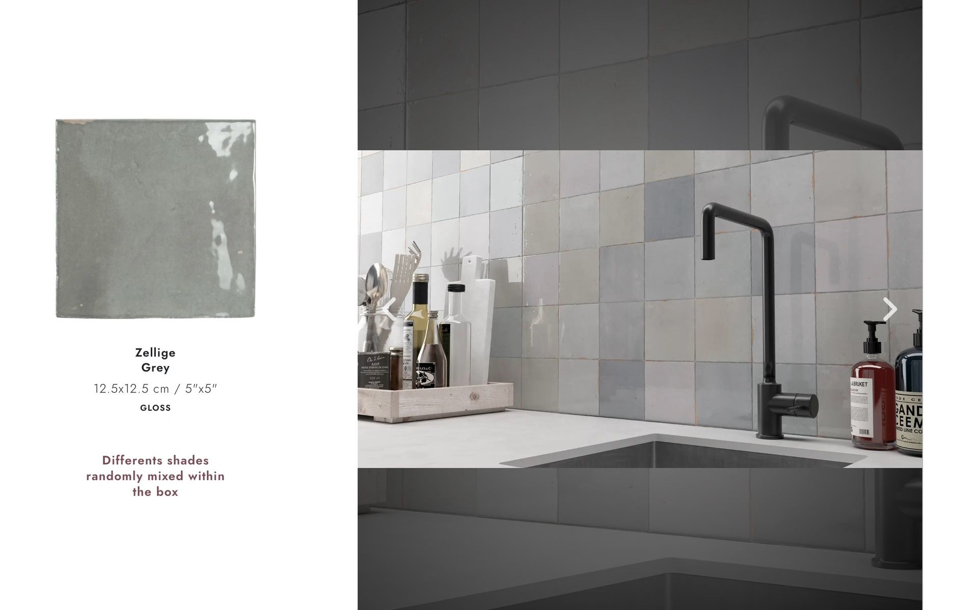 WOW Mestizaje Grey Glossy 5x5 Tile, 100 SF $679 (400 SF Available)