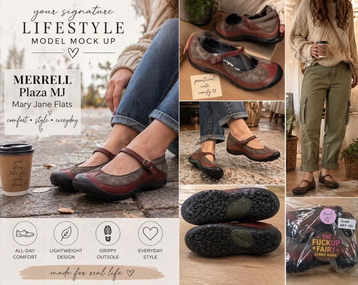 Merrell Plaza MJ Mary Jane Flats Womens 8 Brown Plum Leather Suede Comfort Shoes