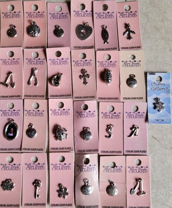 25 New Bliss Beads Charms Bracelet Charms Pendants Tools Skull Cross Wishbone And More 