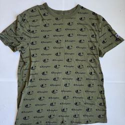 Mens Classic Olive Green Champion Casual Tee Short Sleeve Size Medium 