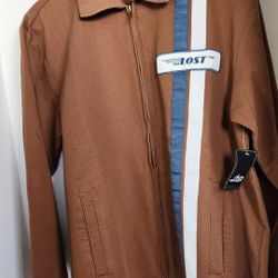 NEW!!! Lost Enterprises Zip Up Goodtime Jacket Skateboard Brown Striped Men's Med NWT