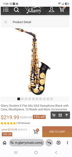 (contact info removed)
Glarry Student E Flat Alto SAX Saxophone Black with Case, Mouthpiece, 10 Reeds and More Accessories