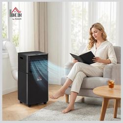 HOMCOM 8,000 BTU Portable Air Conditioner Cools 200 Sq. Ft. with 24 Hour Timer in Black