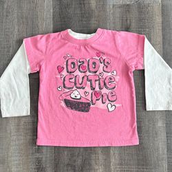 Toddler Girls Size 4T Daddy’s Cutie Pie Long Sleeve Faux Layered Tee Shirt