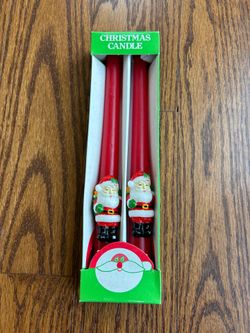 10 inch Christmas Santa tapered candles set of two new