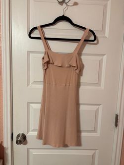 Blush Pink Ribbed Mini Dress with Ruffle