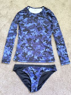 Athleta Swim Set, Long Sleeve Rash Guard And Bikini Bottom, XS-S