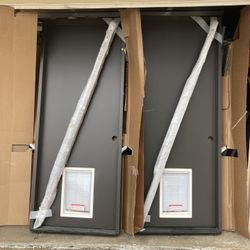 New entry doors , fiberglass , left inswing , pet door/trap , 32 by 80