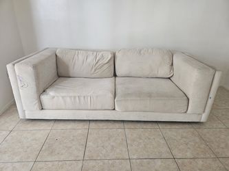 White Fabric Two-Seat Sofa