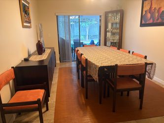 Dining Table Set with 12 Chairs & Sideboard