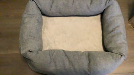 Gray Pet Bed with Cushioned Bolster