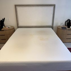 FREE- Queen sized Used Mattress And Frame With Headboard. 