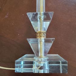 Vintage Art Deco Glass Brass MCM Lamp Boho 14" Mad Men