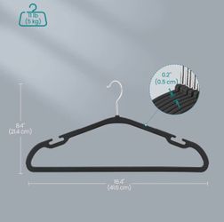 SONGMICS Heavy-Duty Plastic Coat Hangers w/ Wide Shoulder Notches Pant Bar Set of 50 - Black