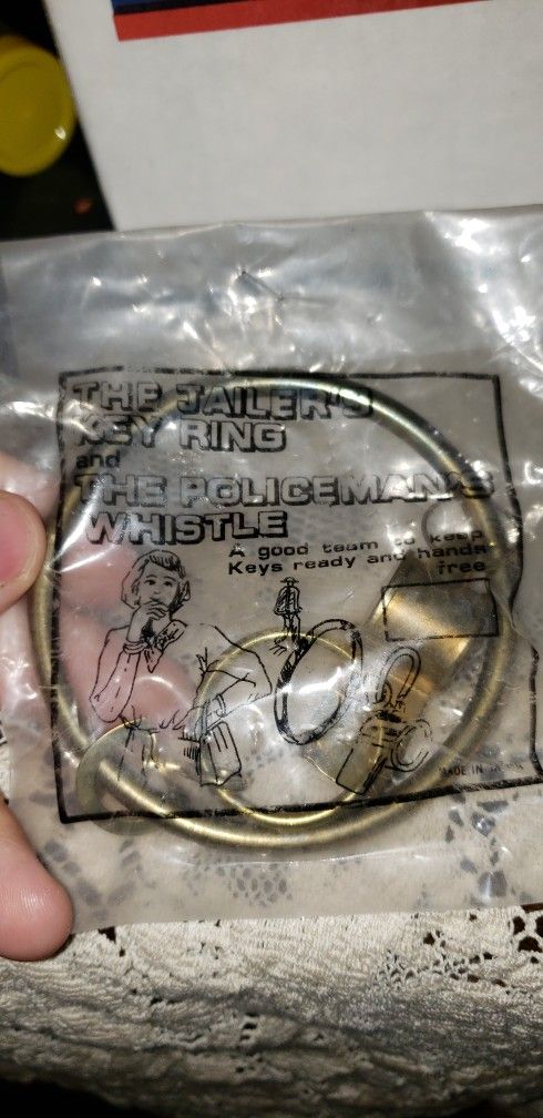Vintage Jailers Key Ring and Policeman Whistle Dime Store Toy- New Old Stock