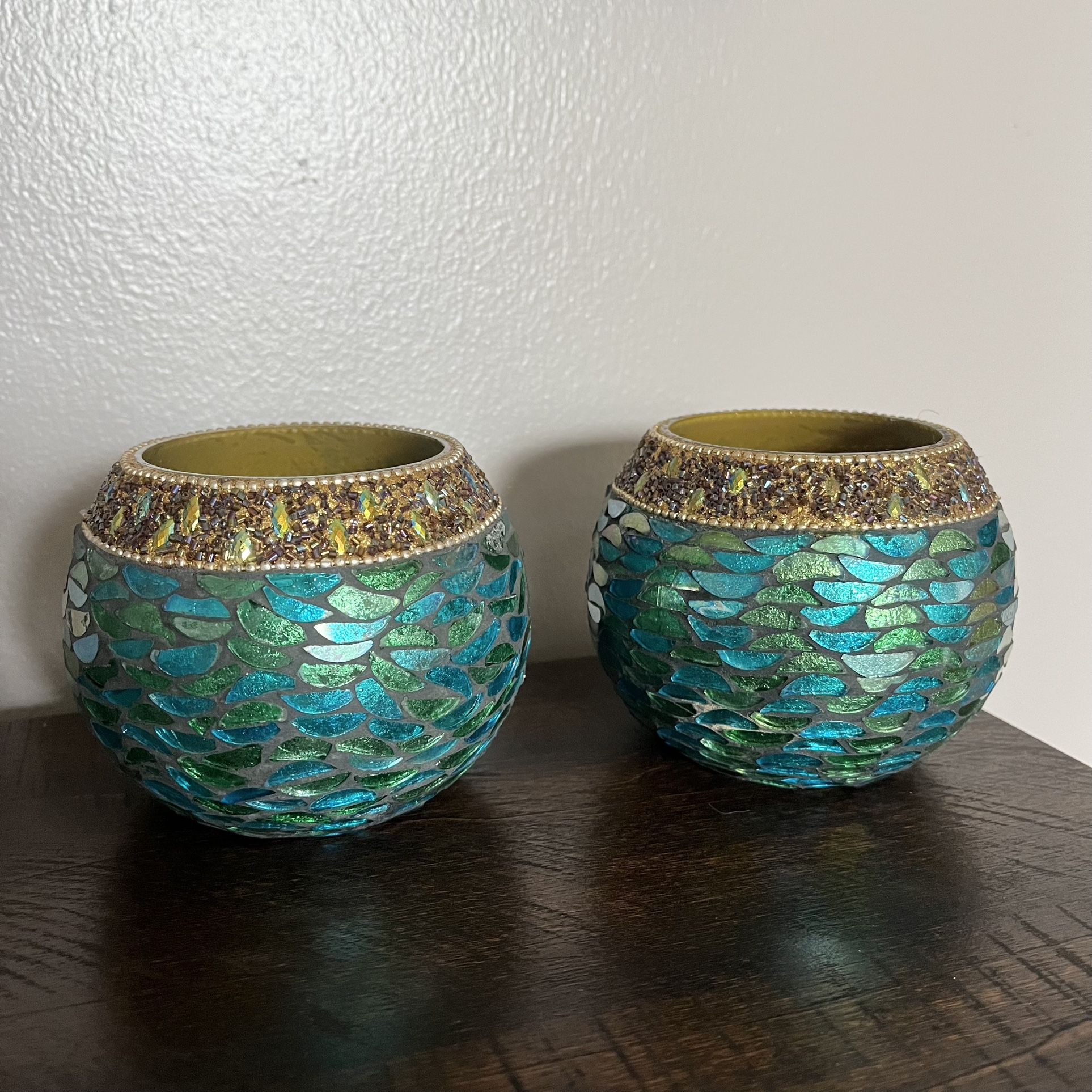 Pier One Imports Stained Glass Candle Holder Set