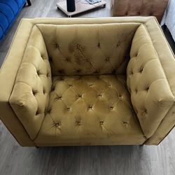 MIDINMOD - Yellow Velvet Armchair