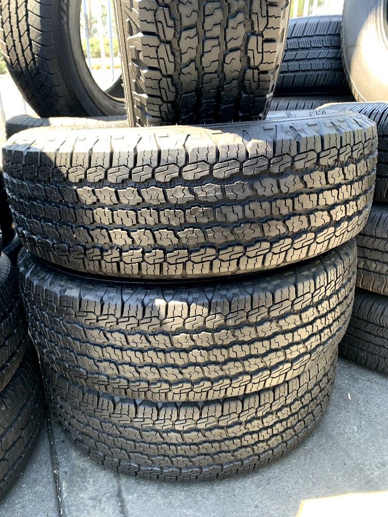 Set of used tires with 95% of life 245/75R17 Goodyear wrangler all terrain for only $280 all four 