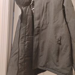 Men's Parka Ski jacket With Hood,  Charcoal Gray, Size Lg $70
