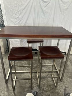 Bar Height Table with 3 Stools Set