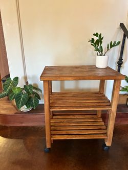 Solid Wood Rolling Kitchen Cart / Bar Cart