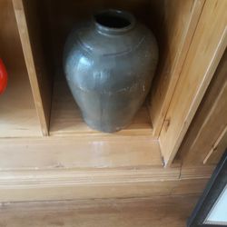 One Green And one Brown Clay Decorative Pots