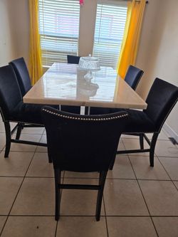 Dining Table Set 6 chair high marmol