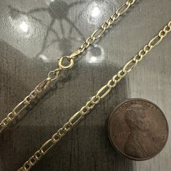 Solid 10k Yellow Gold Figaro Link Chain Necklace 20” Length 3mm Wide