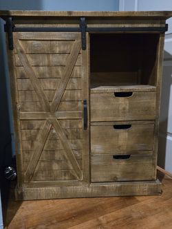 Rustic Farmhouse Cabinet with Sliding Barn Door