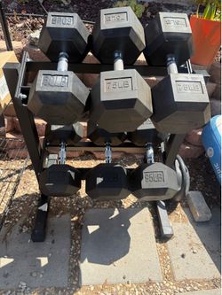 Rubber hex dumbbells