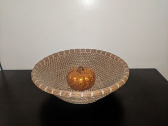 Large Woven Rattan Basket Bowl